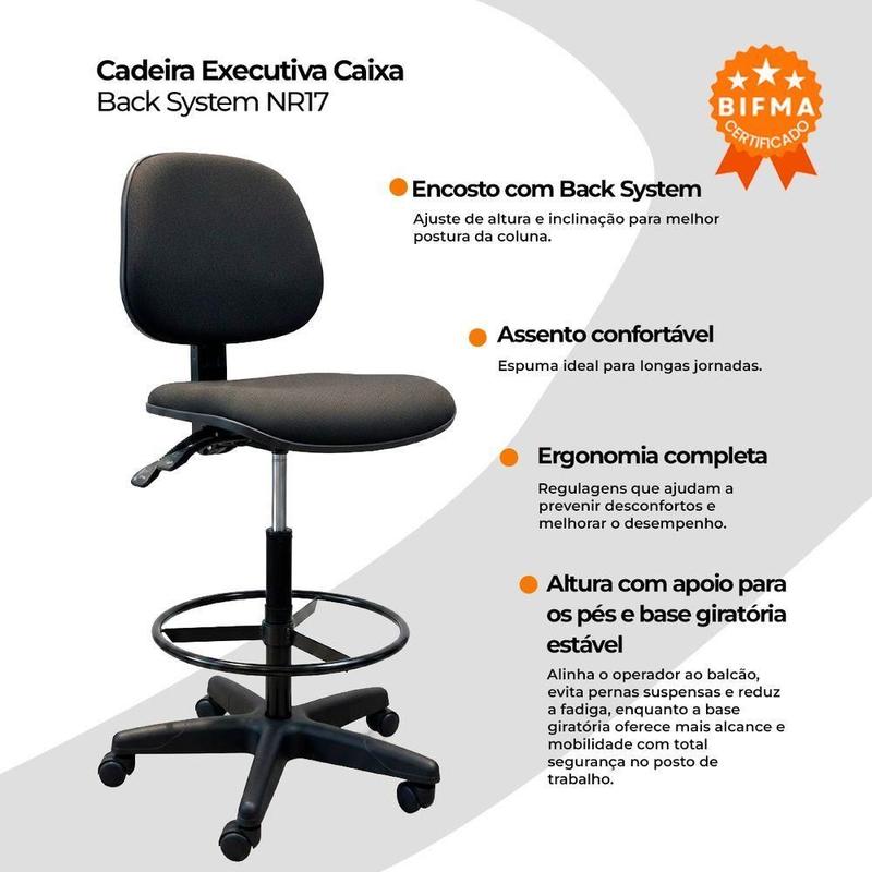Cadeira Caixa Alta Oficial Operativa Ergonômica Nr17 - Oficial